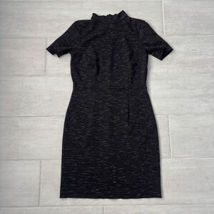 Ann Taylor Dress Sheath Midi Short Sleeve Dark Grey Size 2 Business Casual Work